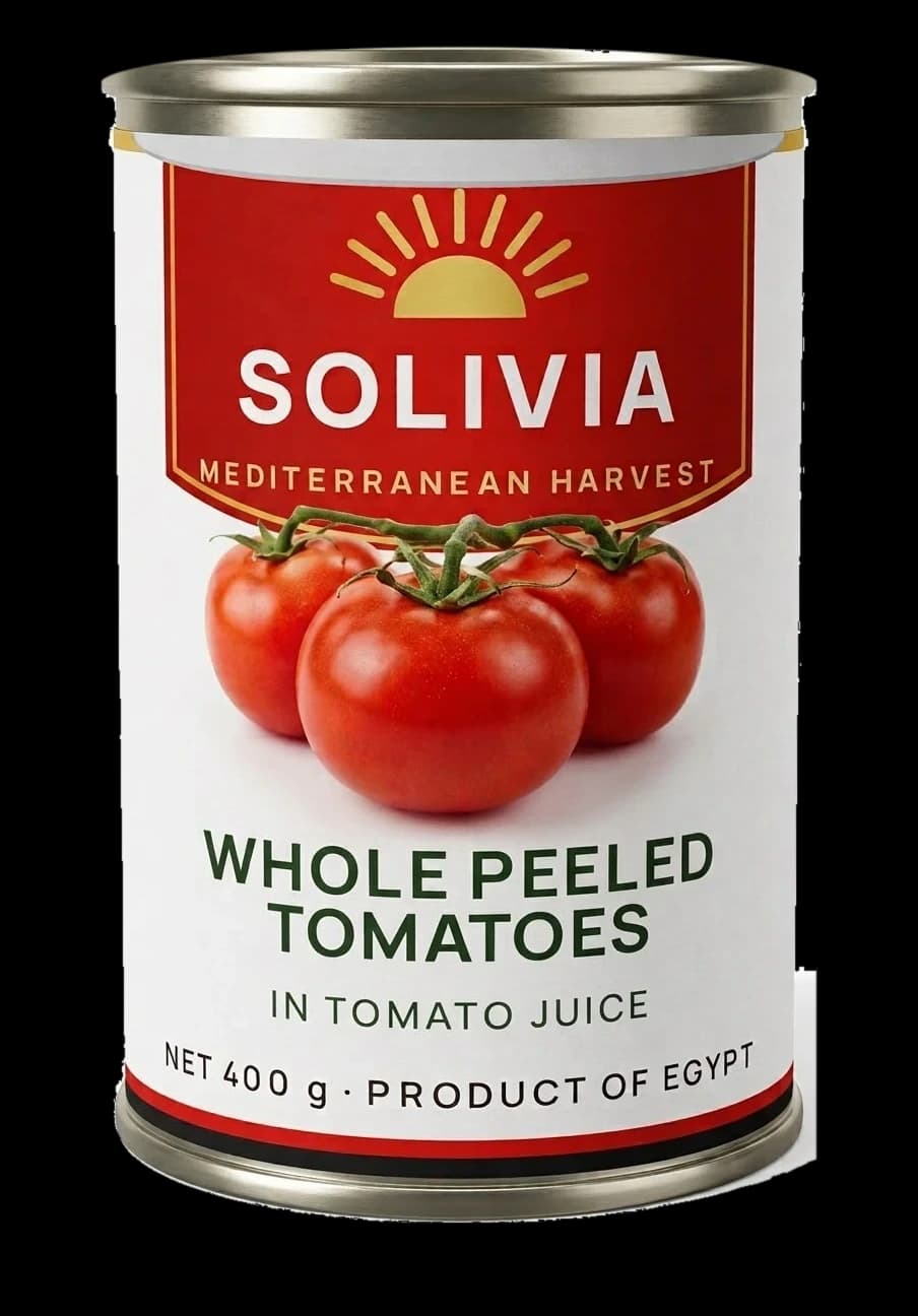 SOLIVIA Whole Peeled Tomatoes can, tomato red label