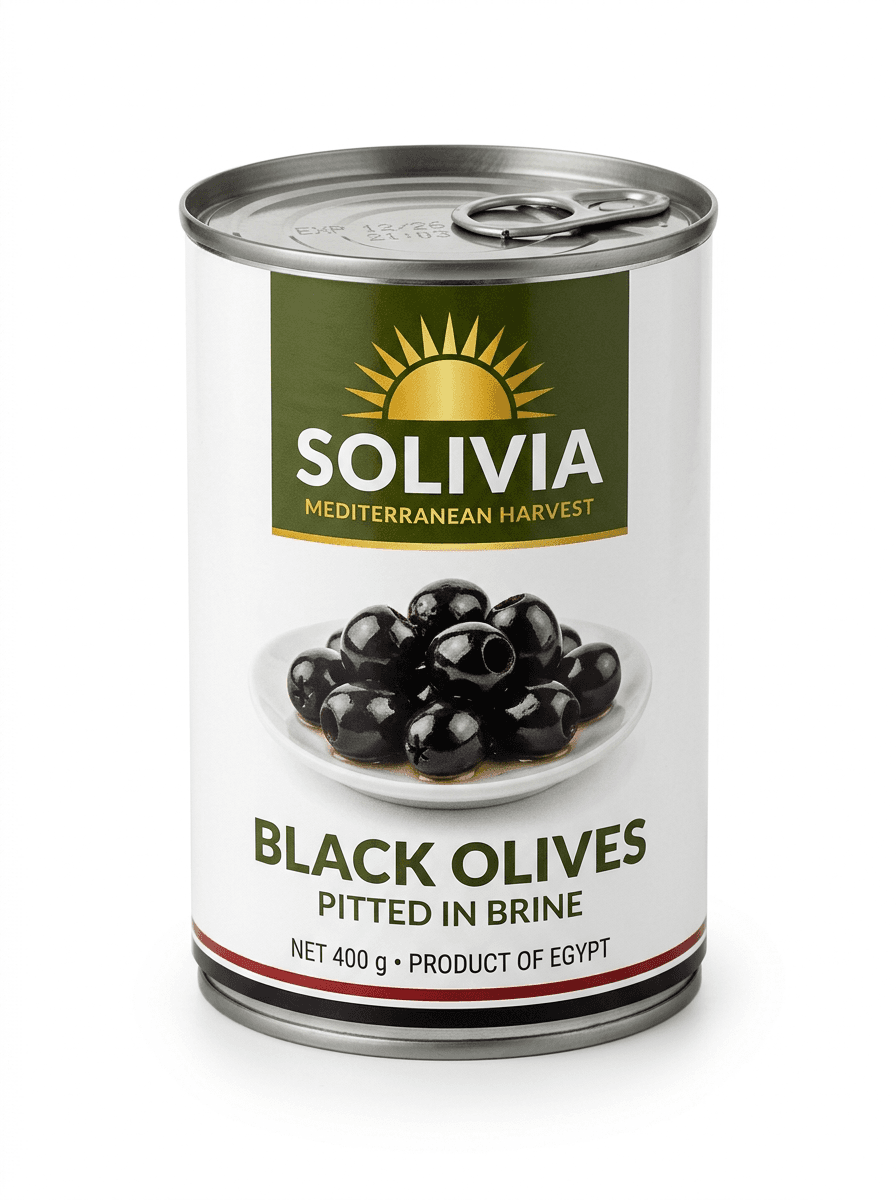 SOLIVIA Black Olives 400 g can
