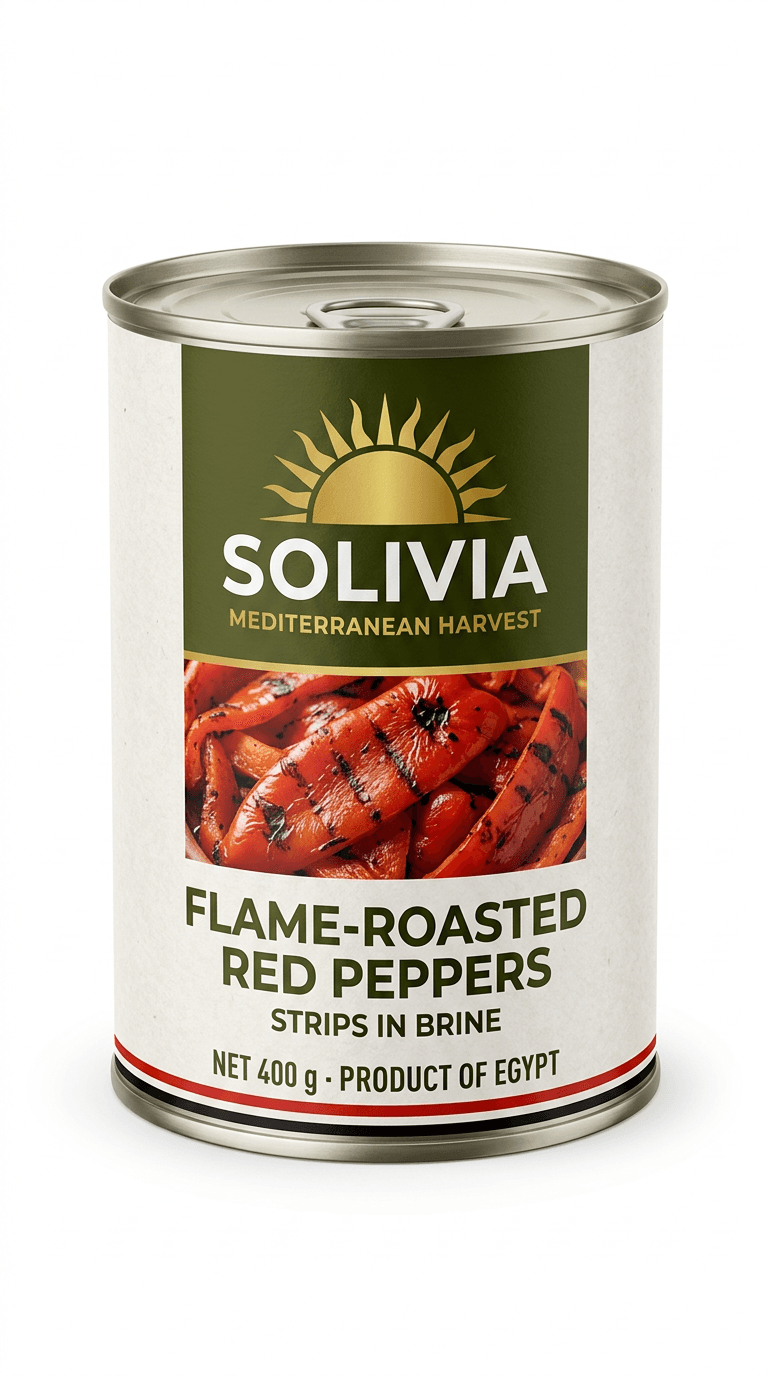 SOLIVIA Flame-Roasted Red Peppers 400 g can