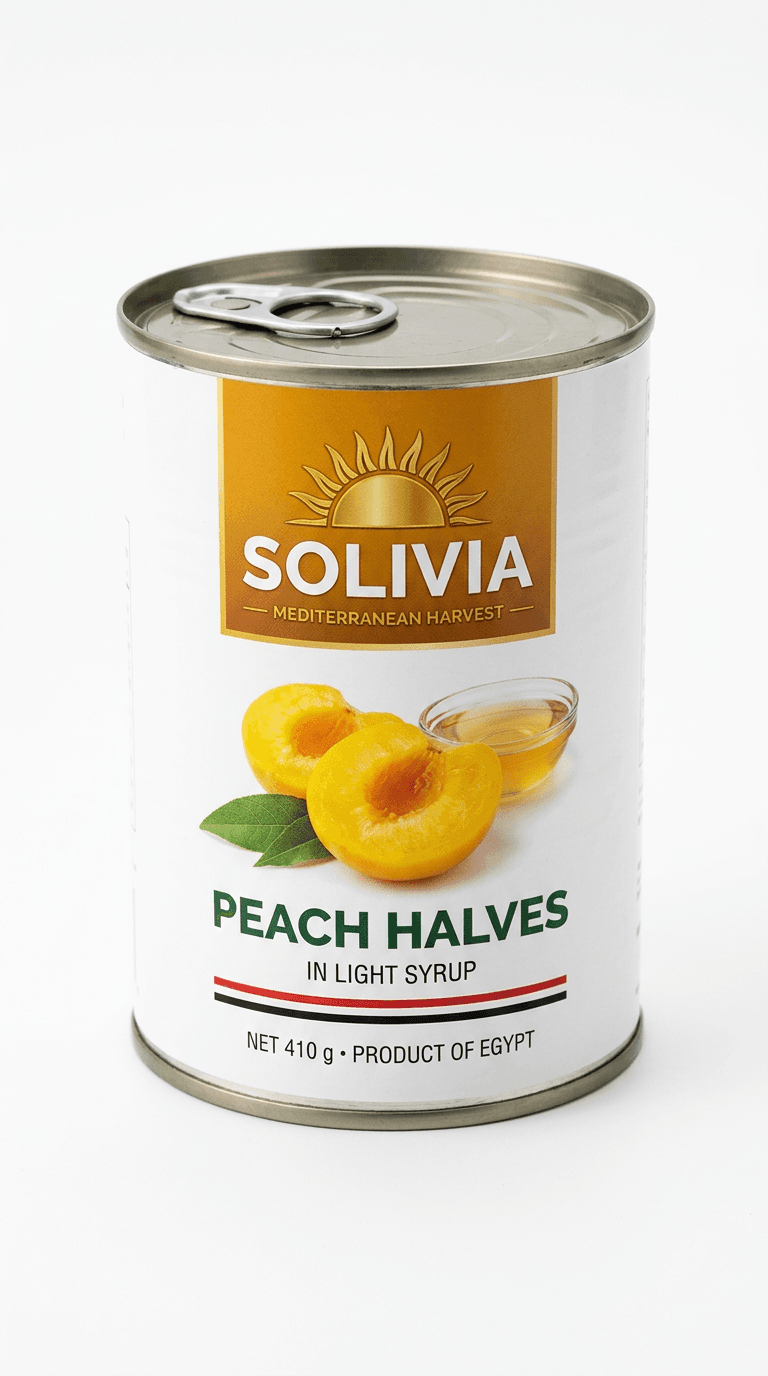 SOLIVIA Peach Halves in light syrup, 410 g can